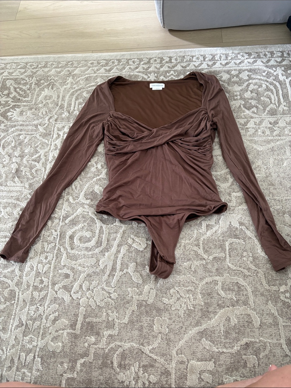 Lovers + Friends Brown Long Sleeve Twist-Front Bodysuit